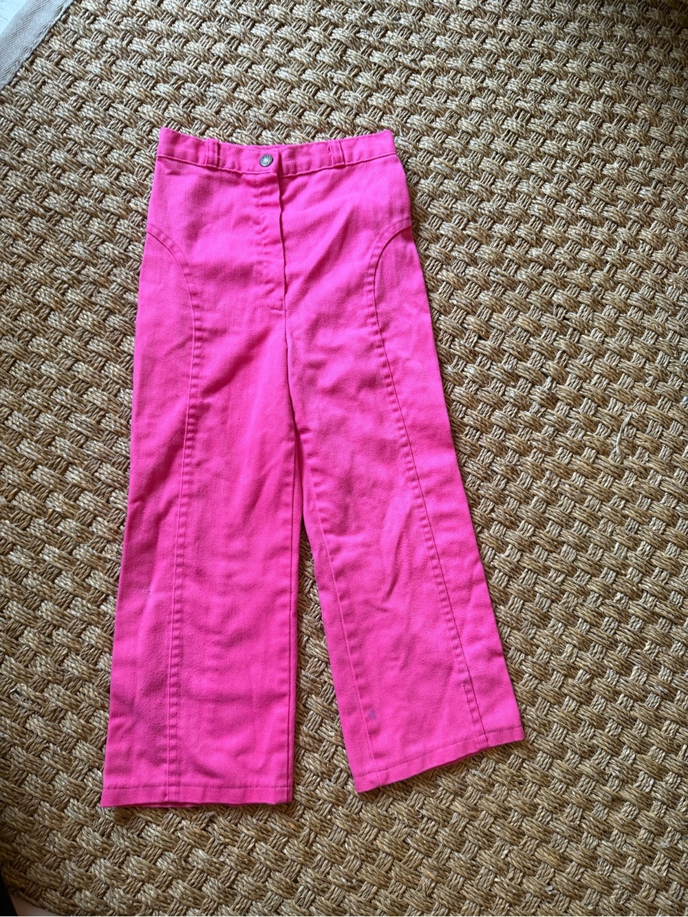 Vintage Girls Bright Pink High-Waist Wide Leg Pants